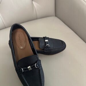 Nautica Men's Dark Loafers with Silver Accent